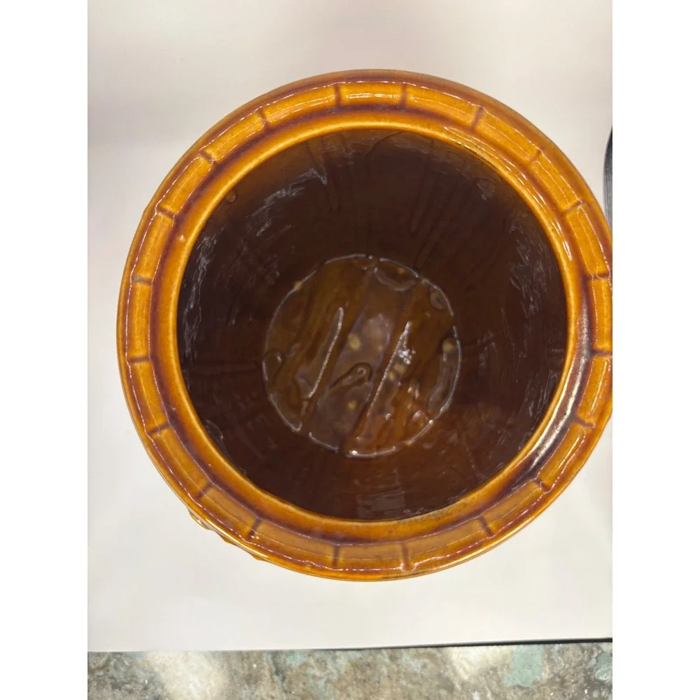 Vintage McCoy Pottery 1950s Brown Barrel Cookies Jar with Lid Mid Century Modern